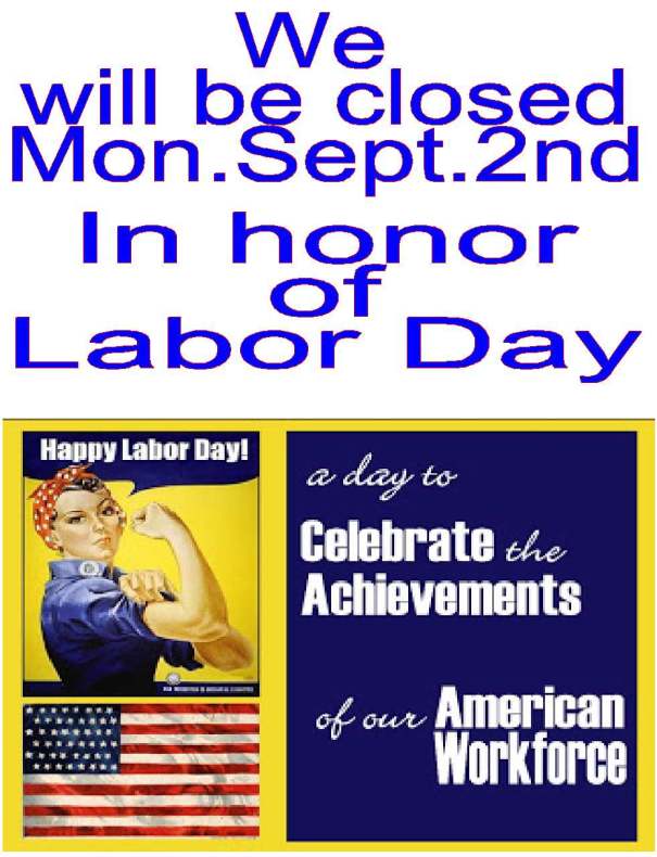 Closed for Labor Day